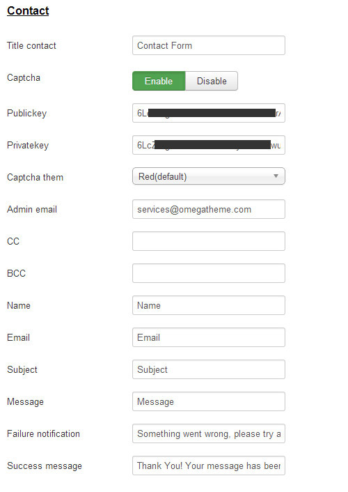 quick contact form option