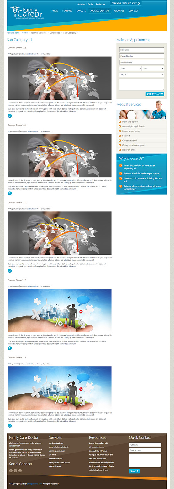 Joomla multi-page template