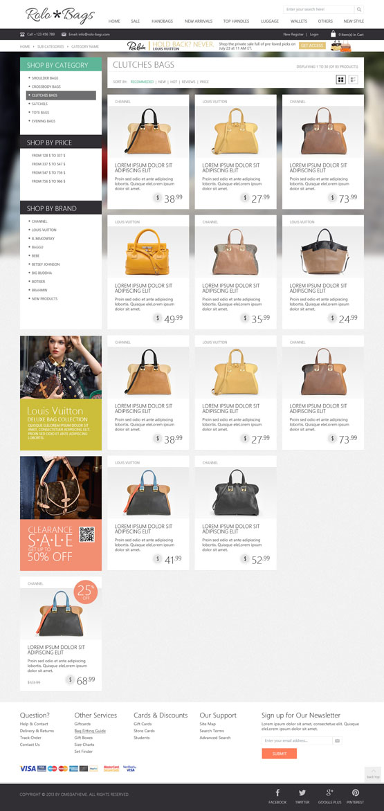 Fashion bags category joomla template