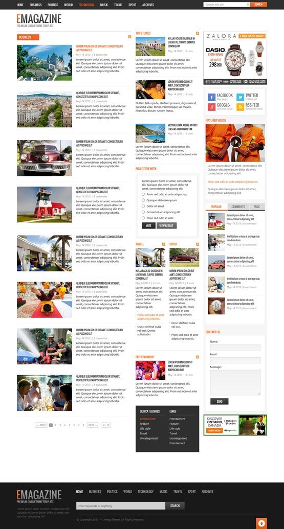 magazine list article template page