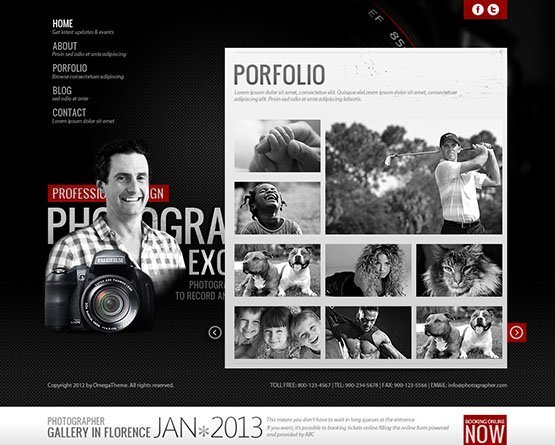 photographer joomla template - home page
