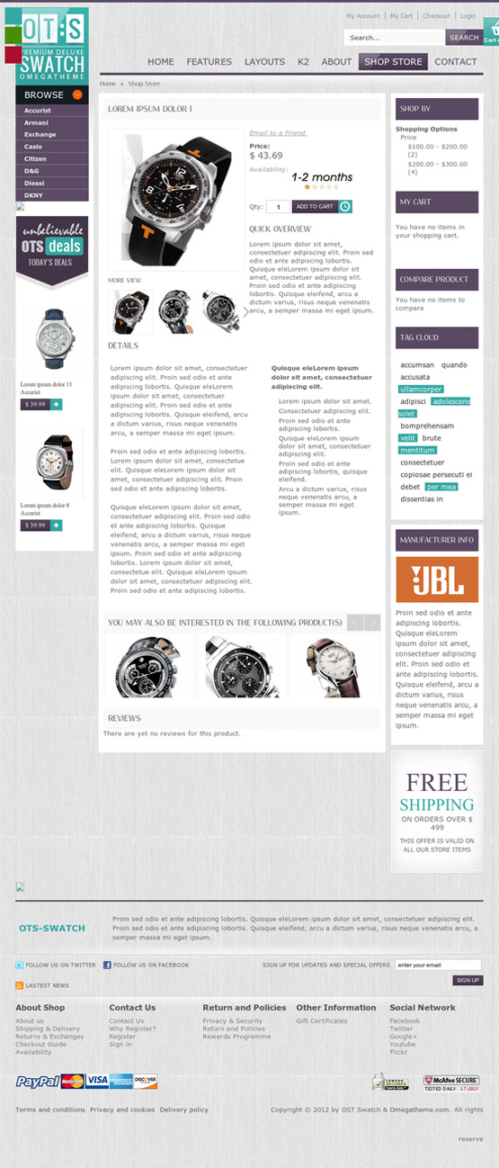 Product detail page
