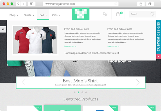 OT Tshirt navigation mega menu