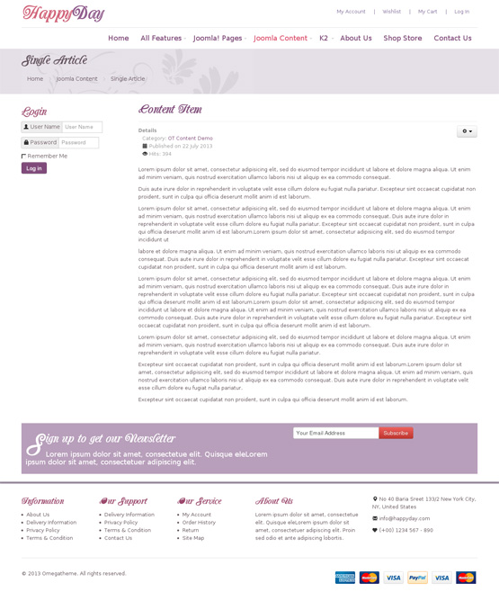OT Happyday Joomla template - single article page